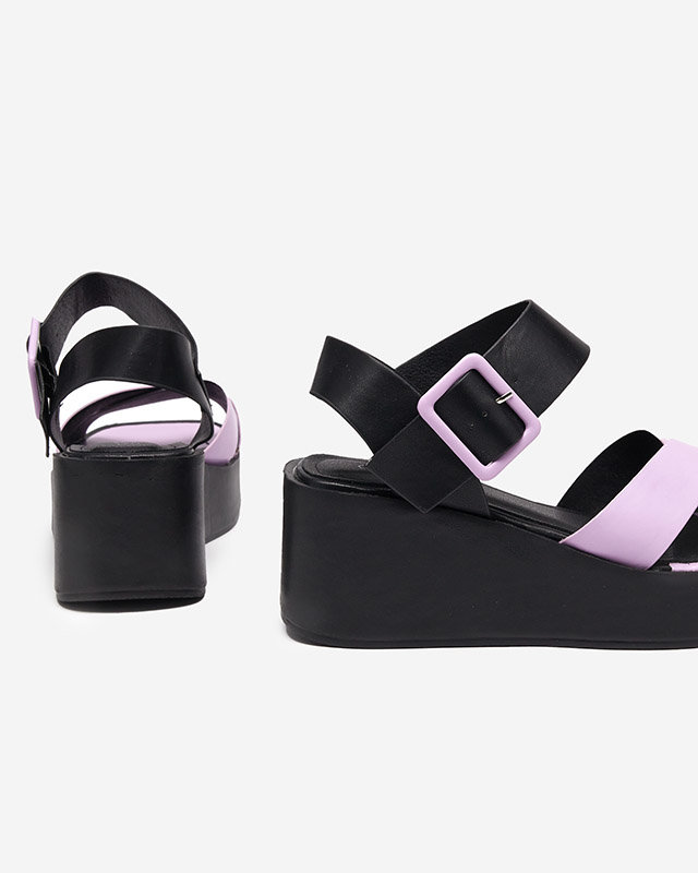 Fekete és lila női öko bőr ékszandál Scozi - cipő