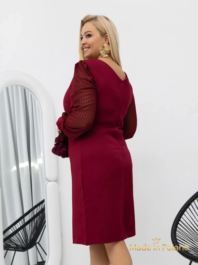 Elegáns női mini ruha hálós ujjakkal Evilla