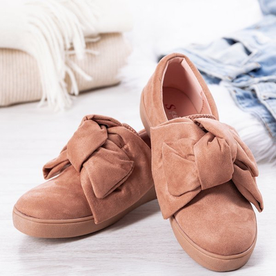 Różowe slip on z kokardą Karisa - Obuwie
