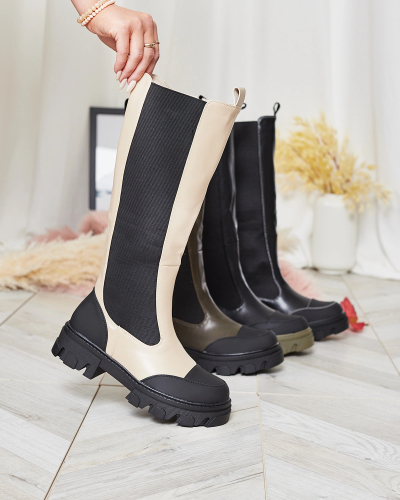 Royalfashion Bézs női félárú csizma Blyss