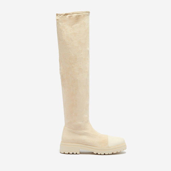 OUTLET Női térdig érő csizma bézs színben Caffi- Footwear