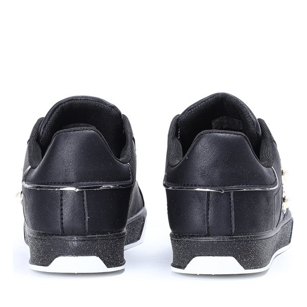 Czarne tenisówki z perełkami i cyrkoniami Emilia - Obuwie