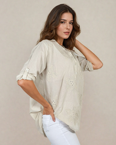 Royalfashion Női oversize hímzett ing