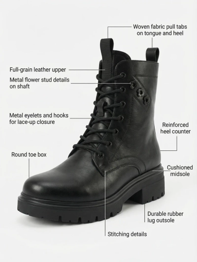 Eko bőr fűzős női Nometa bokacsizma