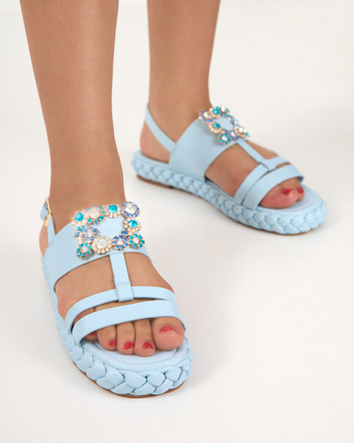 OUTLET Női kék szandál dekoratív Govy-Footwear csattal