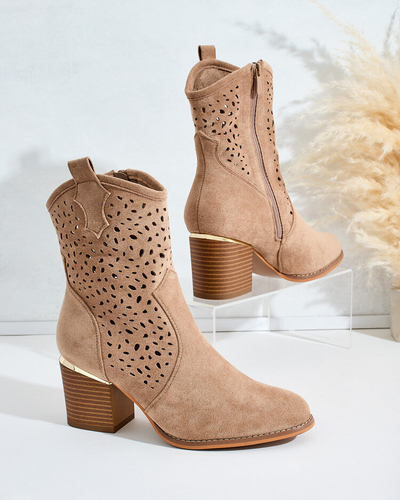 Royalfashion Női alacsony posztó áttört Mozie csizma