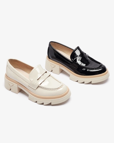 Fekete női öko lakkbőr mokaszin Sepop- Footwear