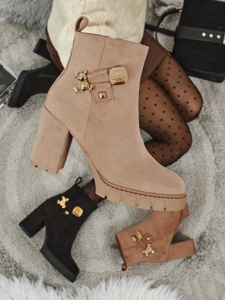 Női öko velúr bokacsizma vastag sarokkal Bearr