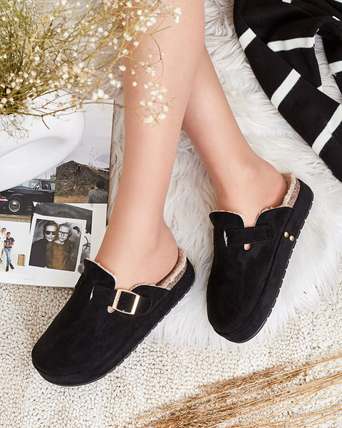 Royalfashion Női papucs báránybőrrel és csattal Kajis