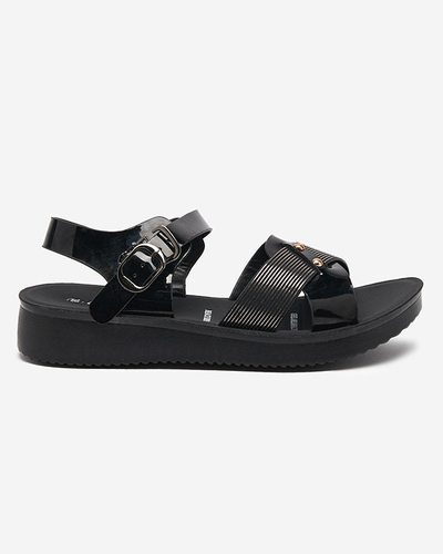 OUTLET Fekete lakkozott női szandál Pulqo - Footwear
