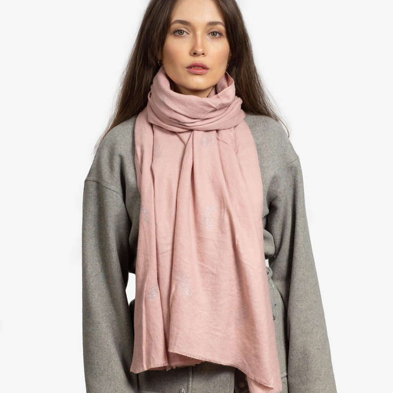 Női rózsaszín meleg sál tollas - Kiegészítők