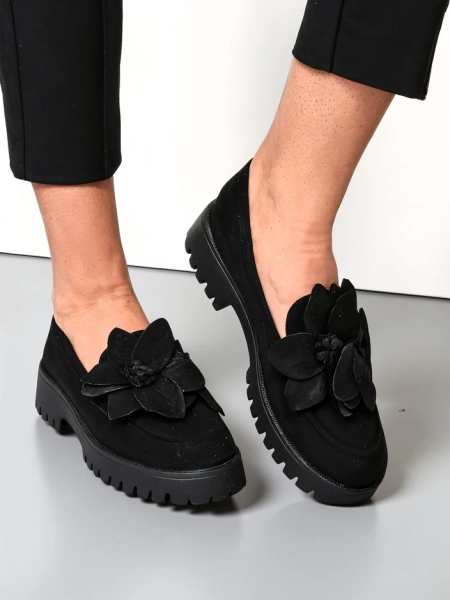 Royalfashion öko suede női mokaszin Floverse virággal