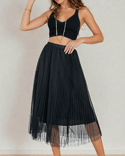 Royalfashion Női dupla rétegű midi szoknya