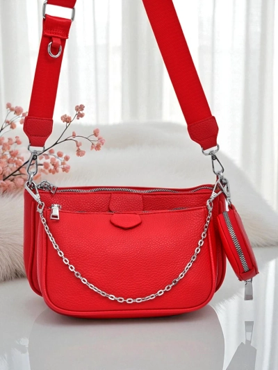 Arista Rosso női öko bőr táska, lánccal, mini szett