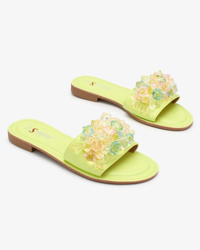 Royalfashion Neonzöld női flip-flop színes kristályokkal Bling Breeze