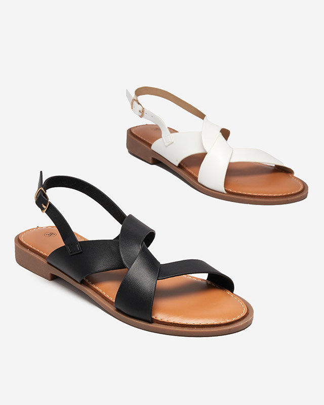 Női fekete lapos sarkú szandál Yojto- Footwear