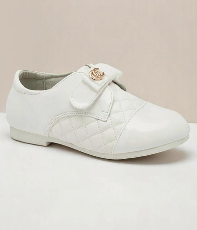 Lányok fehér steppelt öko bőr félcipő Mawert- Footwear