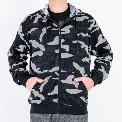 Férfi fekete camo pulóver - Ruházat