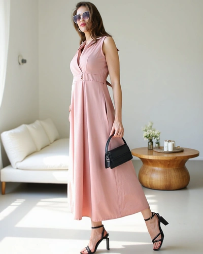 Royalfashion Női ujjatlan ruha átlapolt nyakkivágással Bizness