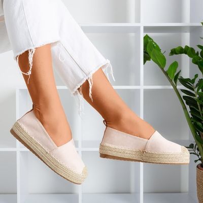 Jasnoróżowe espadryle na platformie Umox - Obuwie