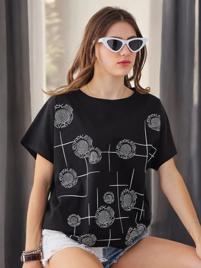 Royalfashion Női pamut póló nyomattal