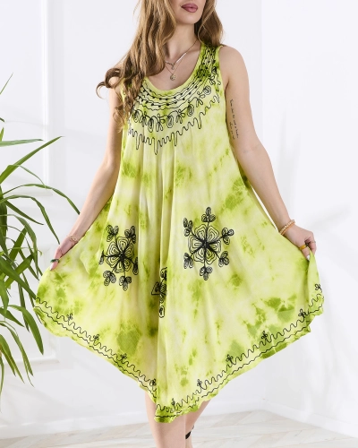 Zöld női strandruha típusú ágytakaró nyomtatással - Ruházat