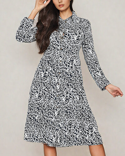 Royalfashion Női midi ruha nyomtatással