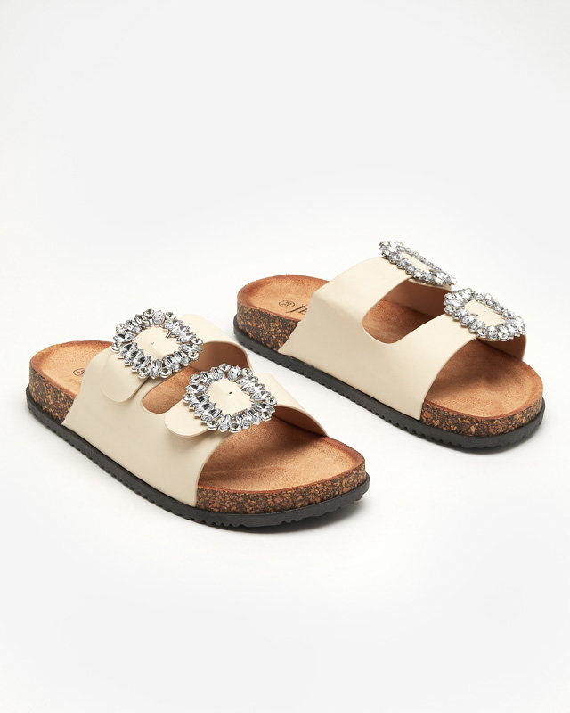 OUTLET Bézs színű női papucs Oterina csattal - Lábbeli