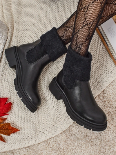 Női öko bőr bokacsizma szőrmével Kesy