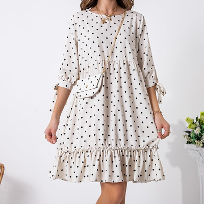 Női bézs színű, pettyes ruha - Ruházat