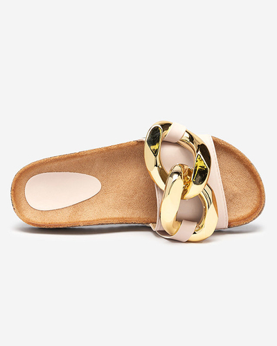 OUTLET Női bézs színű papucs díszítéssel a Fixci- Footwearnél