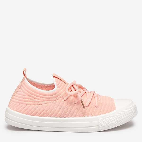 OUTLET Világos rózsaszín női bordás tornacipő Manfer - Lábbeli