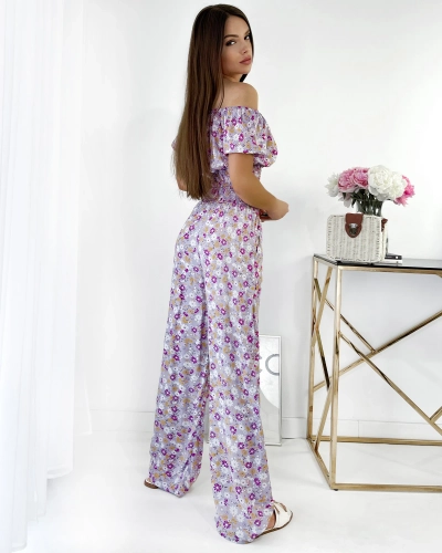 Royalfashion Lila kétrészes női virágos szett