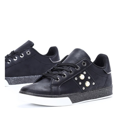 Czarne tenisówki z perełkami i cyrkoniami Emilia - Obuwie