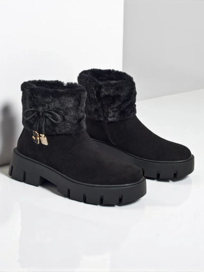 Magasított női öko velúr bokacsizma szőrmével Vernaya