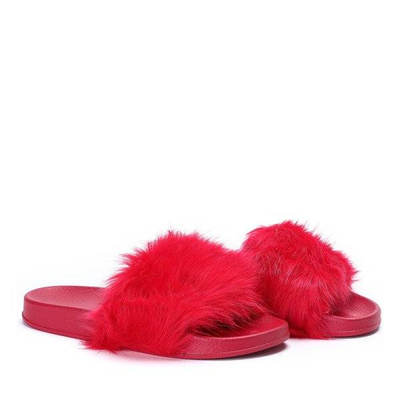 OUTLET Piros papucs szőrrel Millie- Shoes