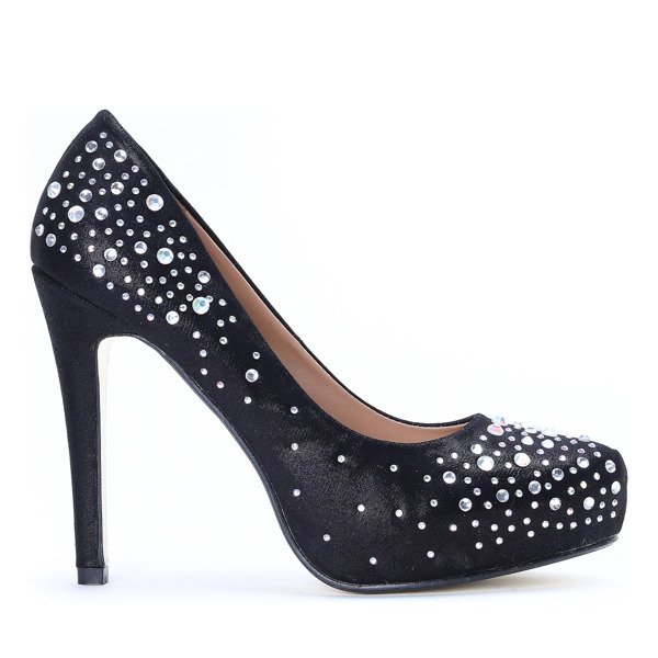 Czarne szpilki z cyrkoniami Agnessa - Obuwie