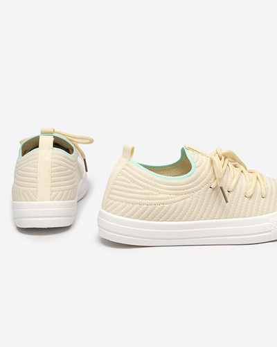 OUTLET Bézs színű női bordás tornacipő Manfer- Footwear