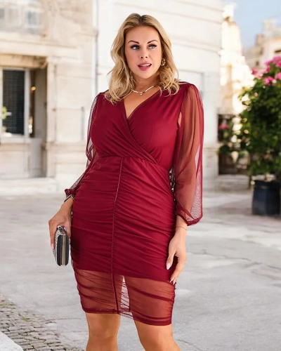 Royalfashion Női mini ruha ráncolással NAGY MÉRET