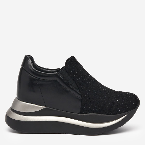 OUTLET Fekete női tornacipő rejtett ékkel Elema - Lábbeli