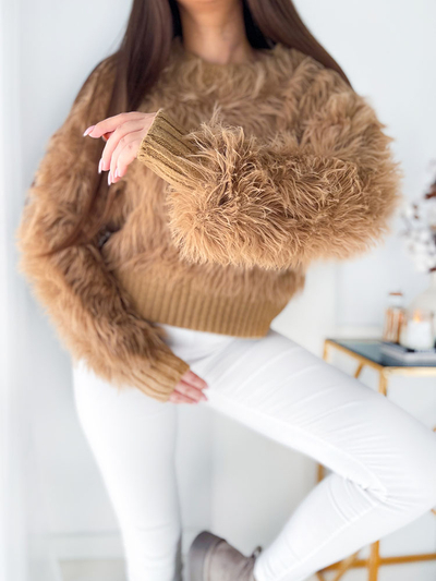 Royalfashion barna női pulóver