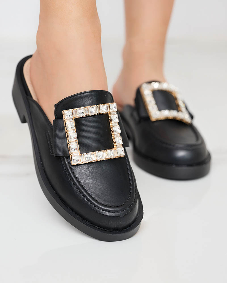Női fekete papucs a'la loafers Delaqi - Cipők