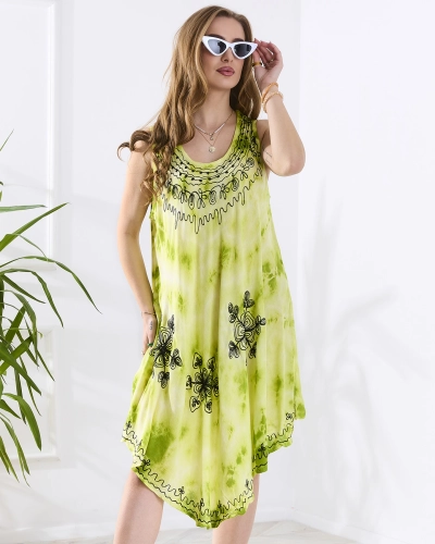 Zöld női strandruha típusú ágytakaró nyomtatással - Ruházat