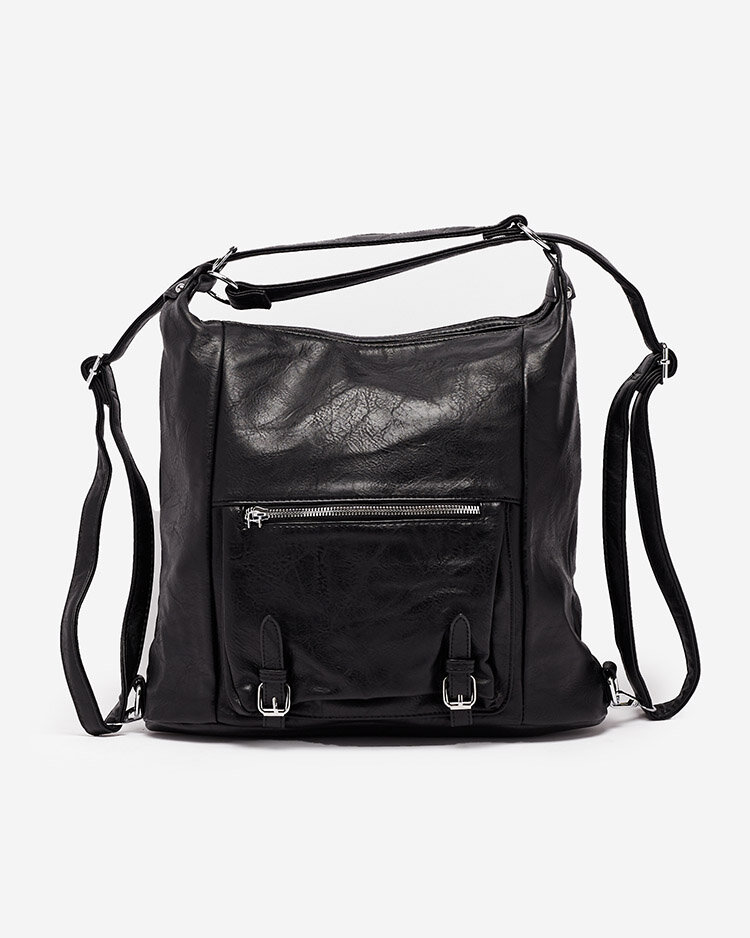 Royalfashion Fekete női ökobőr kézitáska a'la hátizsák