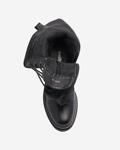 OUTLET Fekete női fűzős csizma gyöngyökkel Gunny- Footwear