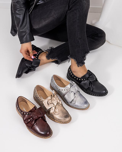 Arany női alacsony cipő Entera masnival - Lábbeli