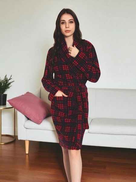 Piros és sötétkék női pongyola - Ruházat