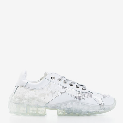 Białe damskie sportowe buty z cekinami Polja - Obuwie