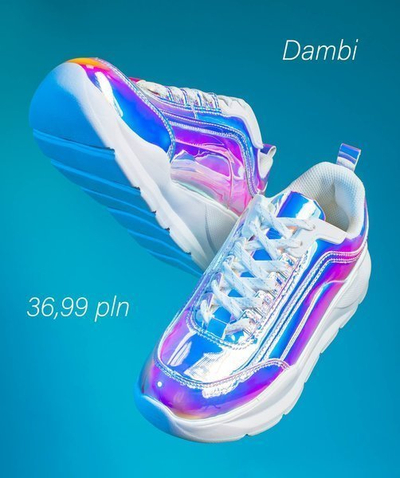 OUTLET holografikus cipő vastag Dambi platformon - lábbeli