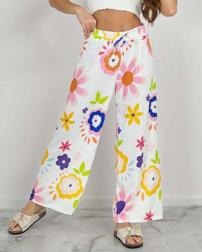 Royalfashion Női széles virágmintás szövetnadrág